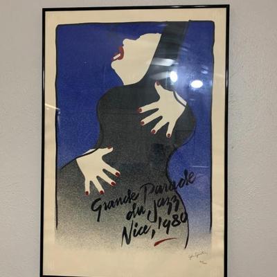 Framed. Signed. Numbered 763/5000 Grand Parade. Du. Jazz- Nice 1980 Framed Poster