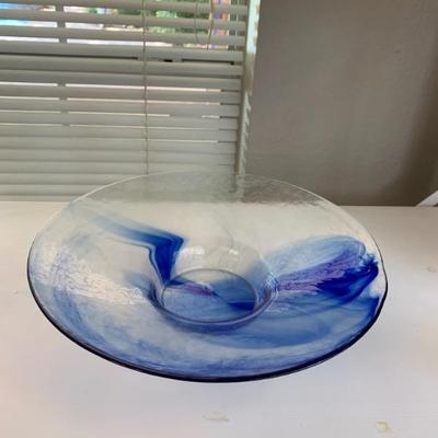 Cobalt Blue  and Clear Glass Glass Bowl