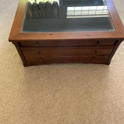  Hammers Wood and Glass  Display case Coffee Table with Drawers