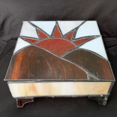 Vintage Stained Glass Lidded Box