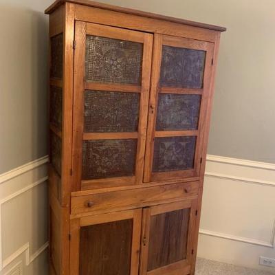 Antique Pie Safe with Tin Punched Panels          (73.5 H. 40W. 17.75 D)