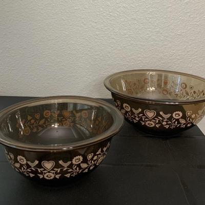 Vintage Amber Festive Harvest Pyrex Nesting Bowls