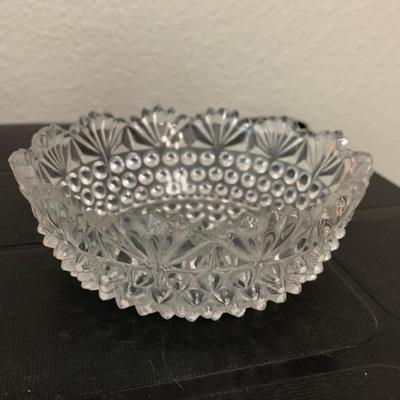 Mid Century Hobnail Glass  Fan Edges Candy Dish