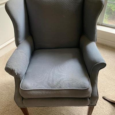 Vintage Wood and Upholstered Wingback Chair. ( there are 2 of these)