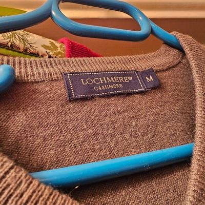 Numerous cashmere sweaters.