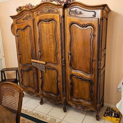 Large Gorgeous French Provincial Storage Armoire. 