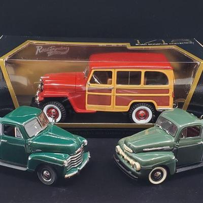 Lot 028-MT: Die-cast Vehicles of the â€˜50s

Features:
â€¢	1951 Ford F-1 Pickup Diecast
â€¢	1953 Chevrolet 3100 Pickup Diecast
â€¢	Lucky...