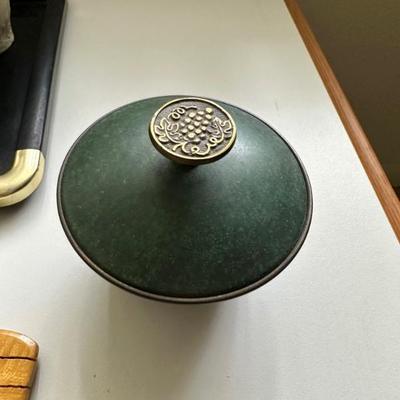 Vintage Made in Israel Brass Enamel Covered Candy Dish