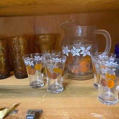 Vintage Federal Glass Juice Pitcher with Glasses Box