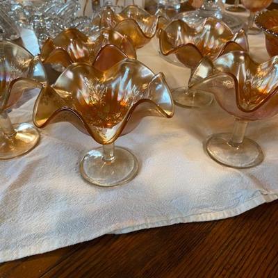 Vintage Carnival Glass Marigold, Jack N Pulpit Ice Cream Dishes