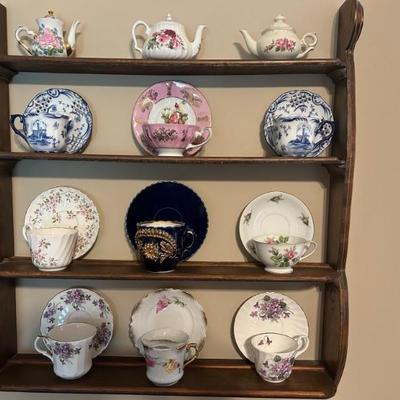 Varied and Ornate Teacup Display