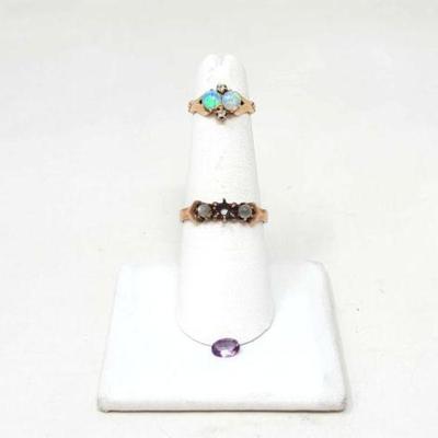 #818 â€¢ 10k Gold Rings and Loose Amethyst Stone, 5g

