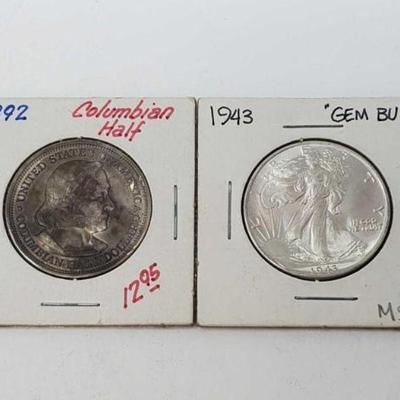 #1418 â€¢ 90% Silver Walking Liberty & Columbian Half Dollars
