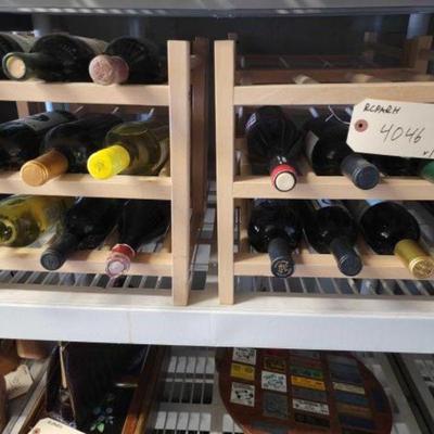 #4046 â€¢ 4 Wooden Wine Racks with 15 Assorted Bottles of Wine
