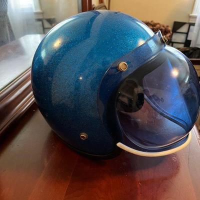 Metal flake helmet with Bubble shield