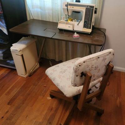 Sewing machine w/table and chair