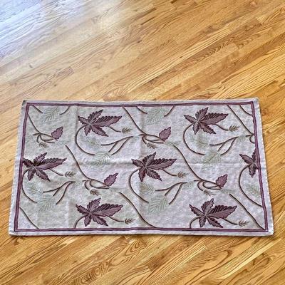 Lot #37 - Artisan Crafted Chainstitch Wool Rug w/ Leaf Motif 30†x 52â€