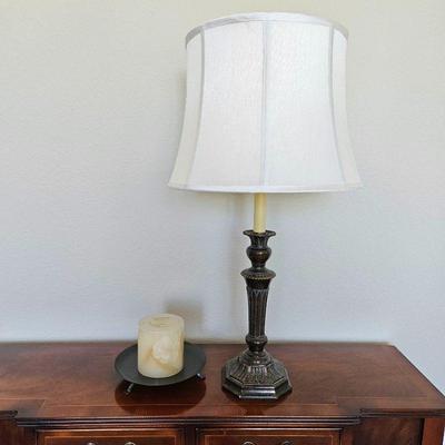 Pottery Barn Pillar candle and table lamp