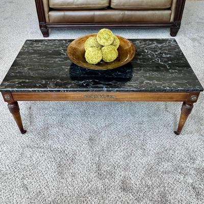 Lot #4 - Neoclassical Antique Coffee Table with Original Solid Black Marble Top