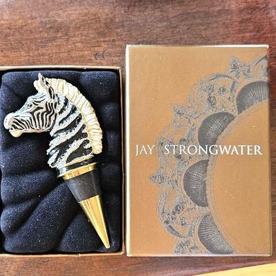Jay Strongwater enameled Zebra wine bottle stopper