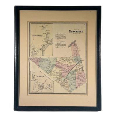 Vintage Town of Newcastle Map | Vintage map of the town of Newcastle NY showing both Newcastle and Chappaqua. 13.25 x 16in sight. - l. 19...