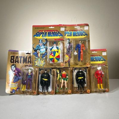 (7pc) Sealed Batman & DC Comics Action Figures | Includes: 2 Batman figures, Robin, The Joker, Two-Face, The Penguin, and The Flash. - l....