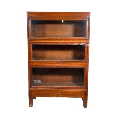 Barrister Bookcase | Three Stack Barrister Bookcase with clear glass doors. - l. 33 x w. 13 x h. 52.5 in
