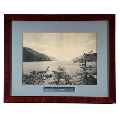 Antique Picture of Hudson River & Crown Point | Antique picture of Crown Point from the shores of the Hudson River. 11.5 x 8in sight. -...
