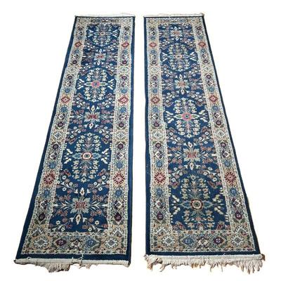 (2pc) Grand Legacy Runners | Navy blue runner with floral decoration. - l. 91 x w. 23 in
