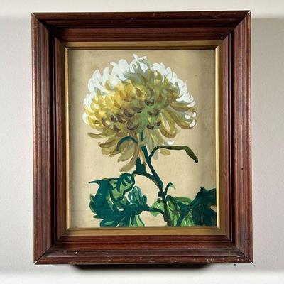 Laura Delano Signed Watercolor Print | Signed Laura Delano 1946 framed watercolor painting of flower. - l. 13 x h. 15 in
