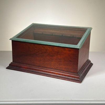 Glass Top Showcase | Mahogany Case with door in back. - l. 14 x w. 9 x h. 7.5 in
