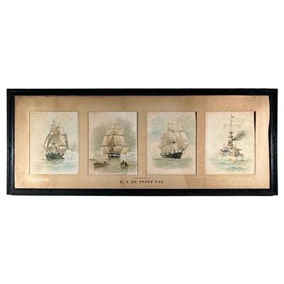 E.I. DuPont Co. Ship Prints | Includes 4 prints of DuPont Co. ships; Bon Homme Richard (1779), Constitution (1812), Hartford (1863), and...