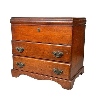 Small Silver Chest | Mahogany Silver Chest with lift top and 2 drawers lined with Goram Silvercloth to prevent tarnish. All areas have...