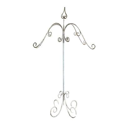 Wrought Iron Plant Stand | Decorative Iron stand in white. - l. 35 x w. 35 x h. 54.5 cm 