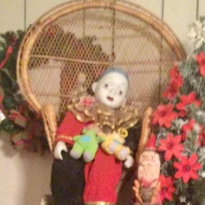 Doll, wicker chair