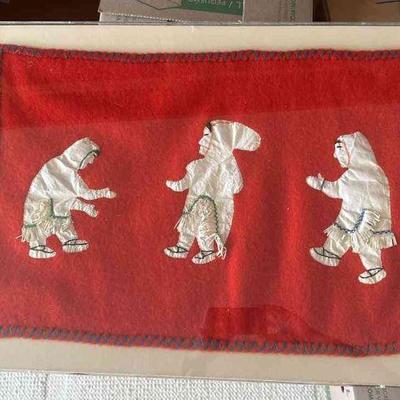 TOI075 - Framed Indigenous Inuit People  Sewn Quilt 