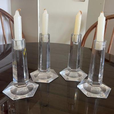 TOI120- (4) Tiffany & Co Clear Cystal Candle Holders