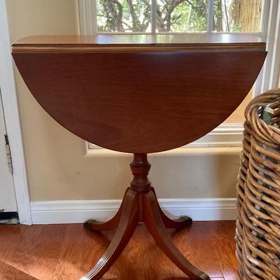 Antique wood table w/ drop sides & claw feet - comes with glass top
