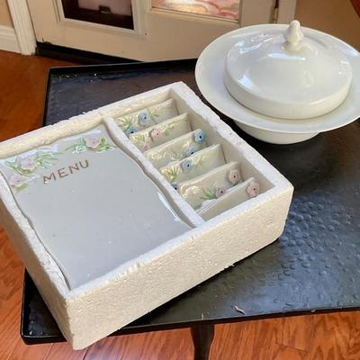 Vintage porcelain menu & entree markers