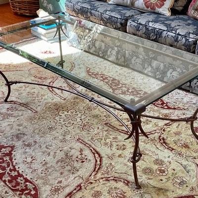 Vintage glass & metal coffee table