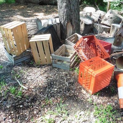 Crates plastic and wooden