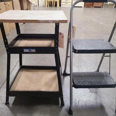 #4034 â€¢ Cosco Step Ladder and Iron Horse Work System Table
