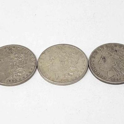 #750 â€¢ (3) 1880-1889 Morgan Silver Dollars
