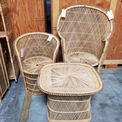 #4074 â€¢ Two Wicker Chairs and Table
