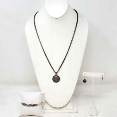 #620 â€¢ Costume Necklace with Pendant, Lucky Bracelet, & Earrings
