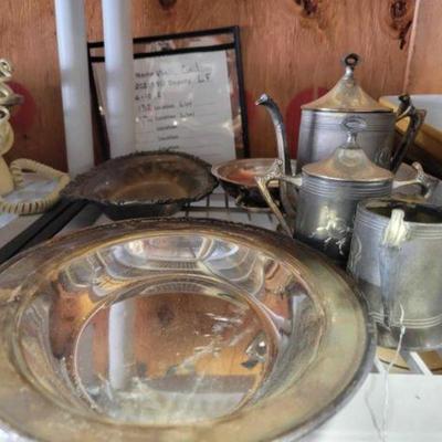 #2064 â€¢ Silver on Copper Dishes and Tea Pot's

