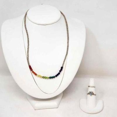 #406 â€¢ Sterling Silver Chain, Necklace & Rings, 23g
