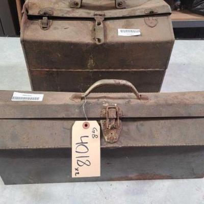 #4018 â€¢ 2 Vintage Toolboxes with Miscellaneous Tools
