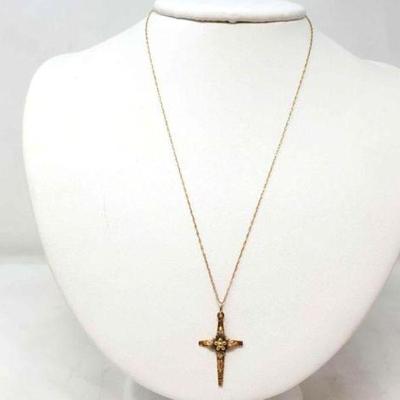 #300 â€¢ 10k Gold Chain With Cross Pendant, 4g
