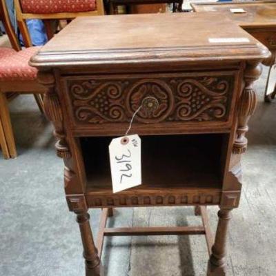 #3192 â€¢ carved wooden night stand
